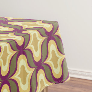 Retro-Muster Grün Gelb Weiß Tischdecke