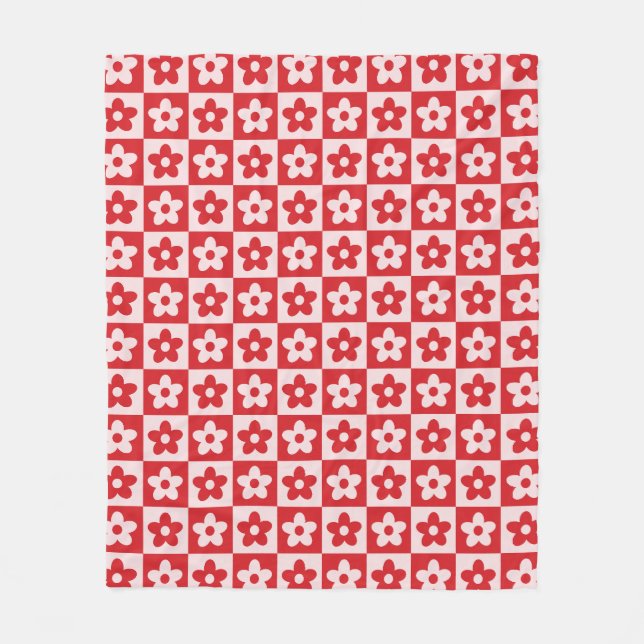 Retro-Muster in Rot und Rosa mit hintereinander ge Fleecedecke (Vorderseite)