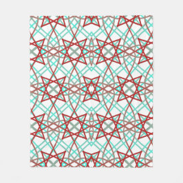 Retro Muster in Rot, Weiß und Türkis. Fleecedecke