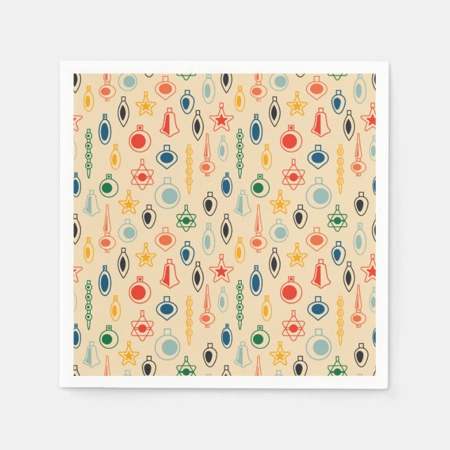Retro Muster Mitte des Jahrhunderts mit Weihnachts Serviette (Vorderseite)