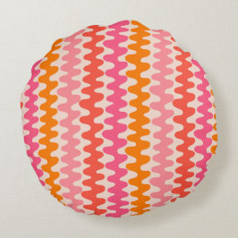 Retro Muster- pink& orange Rundes Kissen
