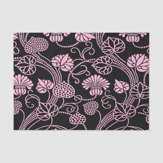 Retro-Muster rosa auf schwarz Seidenpapier (Vorderseite)