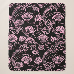 Retro-Muster rosa auf schwarz Sherpadecke