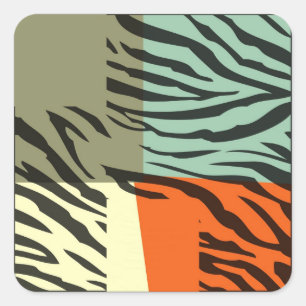 Retro-Muster-Zebra-Pop-Art-Aufkleber Quadratischer Aufkleber