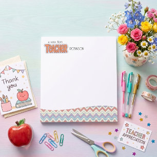Retro-Muster zur Lehrererkennung in Pastellfarben Notizblock