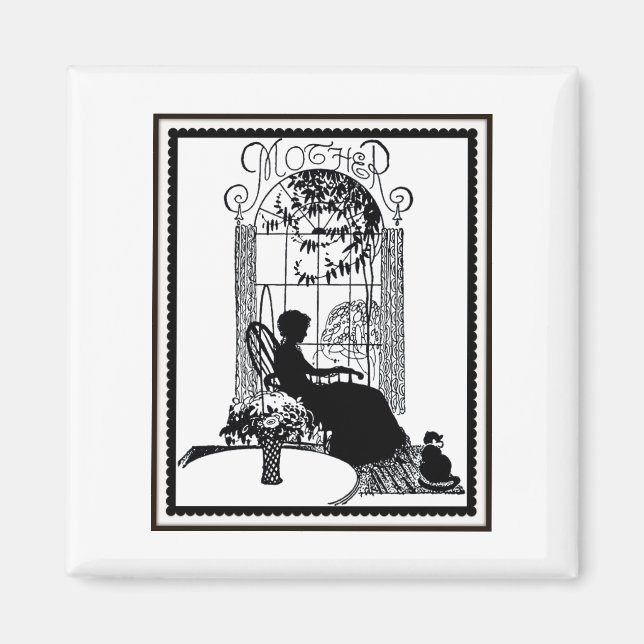 Retro Mutter Silhouette Magnet (Vorne)