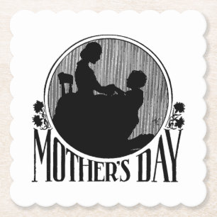 Retro-Mutter-Tag-Silhouette Untersetzer