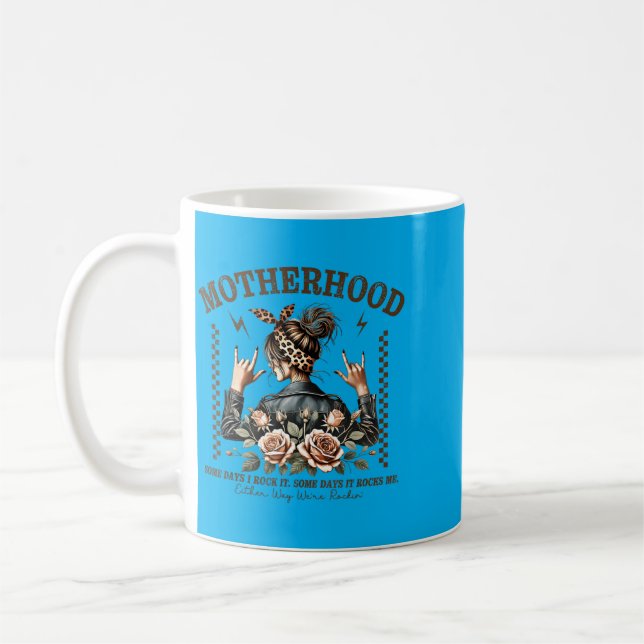 Retro Mutterschaft Lustig Muttertag Rock Mama Mutt Kaffeetasse (Links)