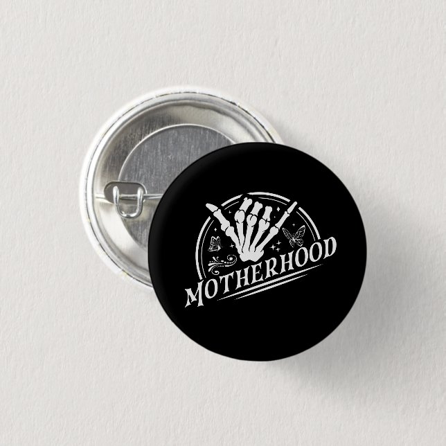Retro-Mutterschaft Rock Skeleton Sarcastic Mama Ge Button (Vorne & Hinten)