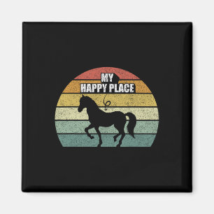 Retro My Happy Place Shirt Reiten Magnet