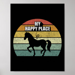 Retro My Happy Place Shirt Reiten Poster