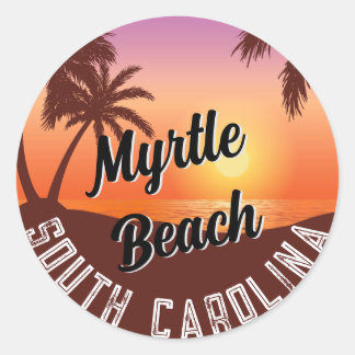 Retro Myrtle Beach Stimmung: Vintage 80er Jahre So Runder Aufkleber