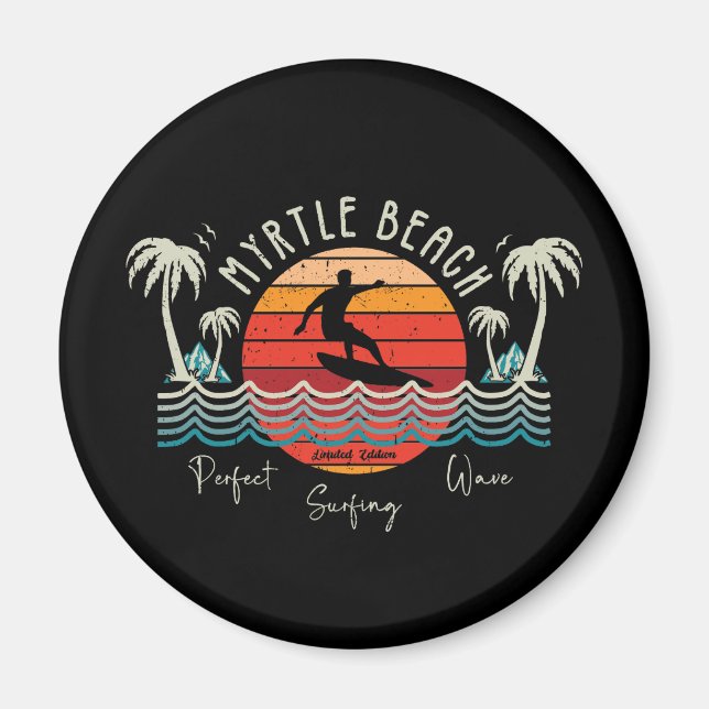 Retro Myrtle Beach Surfing Magnet (Vorne)