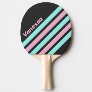 Retro-Nacht Prisma-Schrägstreifen mit Namen Tischtennis Schläger