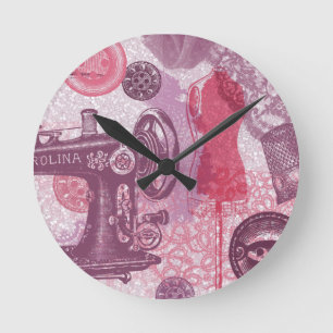 Retro-Näh-Wanduhr Runde Wanduhr