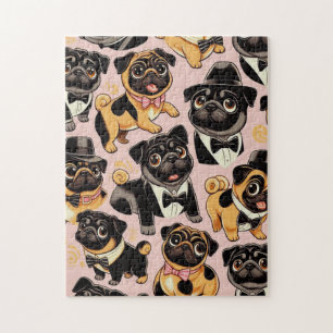 Retro Nahtloser Niedlicher Mops