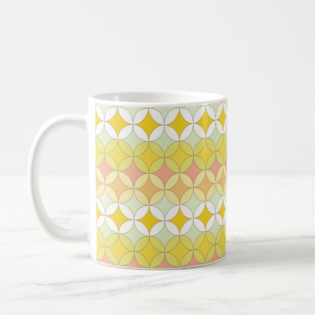 Retro nahtloses Muster. Diskothek.  Kaffeetasse (Links)