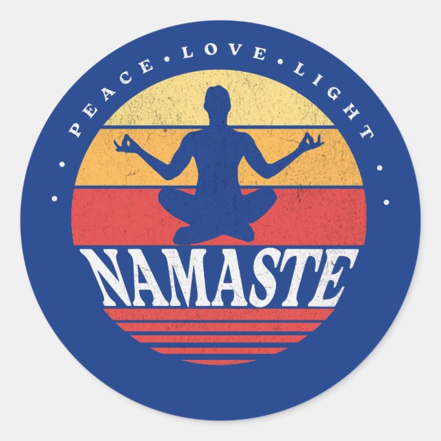 Retro Namaste, Yoga-Pose Runder Aufkleber (Vorderseite)