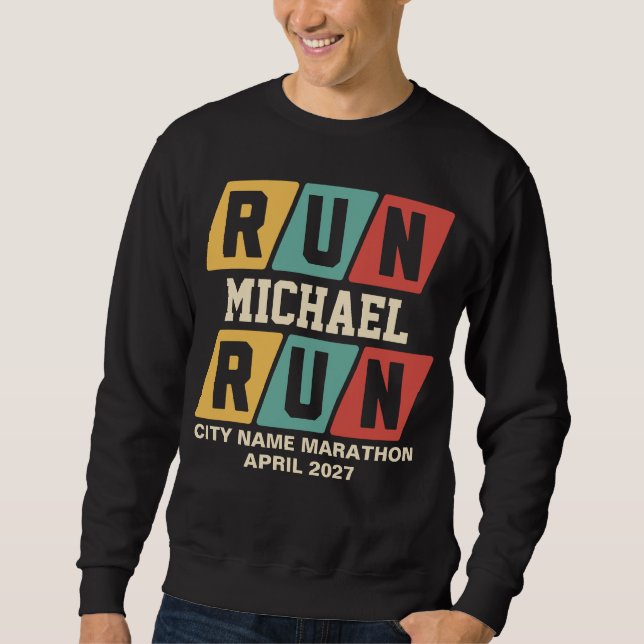 Retro-Name-Marathon-Unterstützung Sweatshirt (Vorderseite)