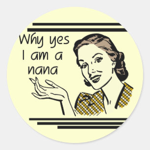 Retro Nana T - Shirt und Geschenke Runder Aufkleber