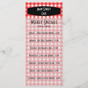 Retro Nappe En vichy Rouge Café Menu