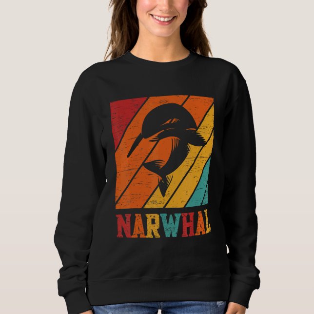 Retro Narwhal Unicorn Sea Fish Rainbow Kids Boy Gi Sweatshirt (Vorderseite)
