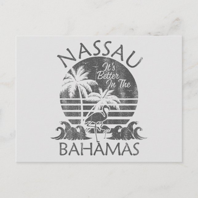 Retro Nassau Bahamas Postcard Aussichtskarte Postkarte (Vorderseite)