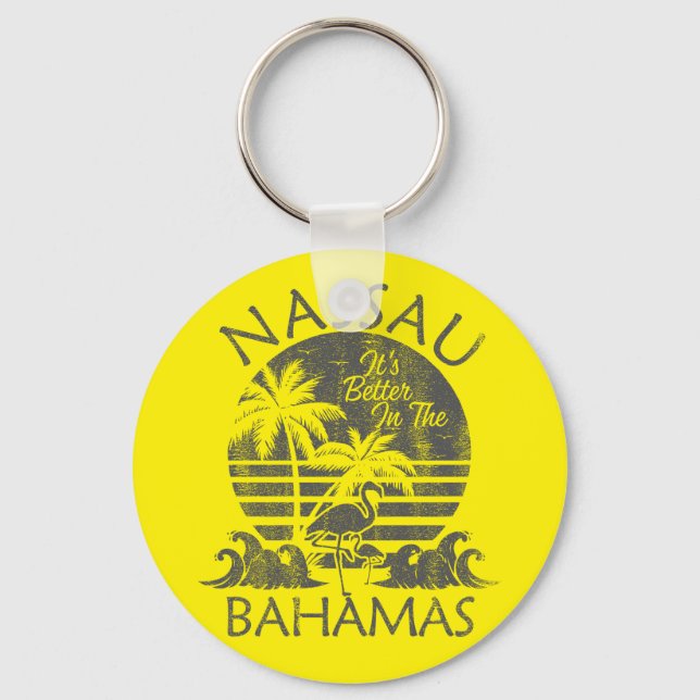 Retro Nassau Bahamas Urlaub Bahamas Kreuzfahrt Schlüsselanhänger (Vorderseite)