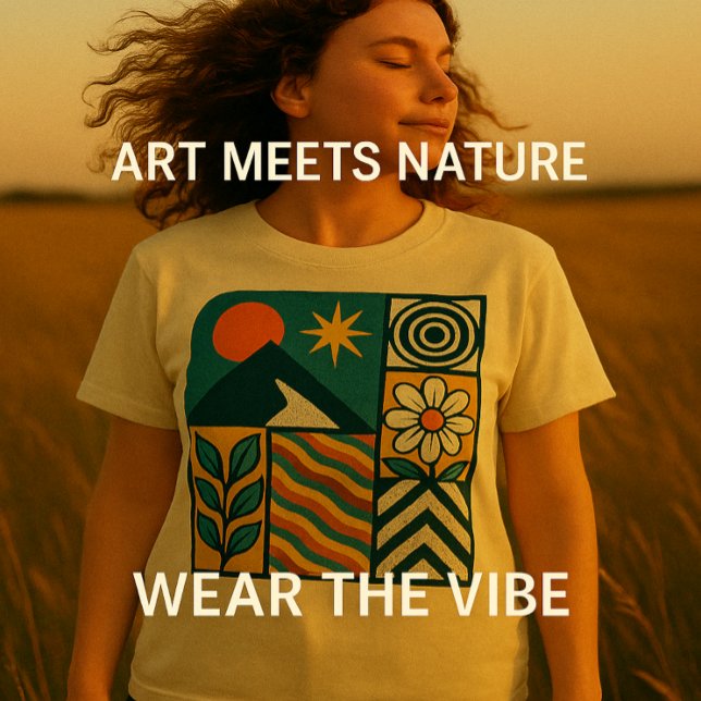 Retro Nature Abstrakt Art-Modern Geometric Floral T-Shirt (Von Creator hochgeladen)