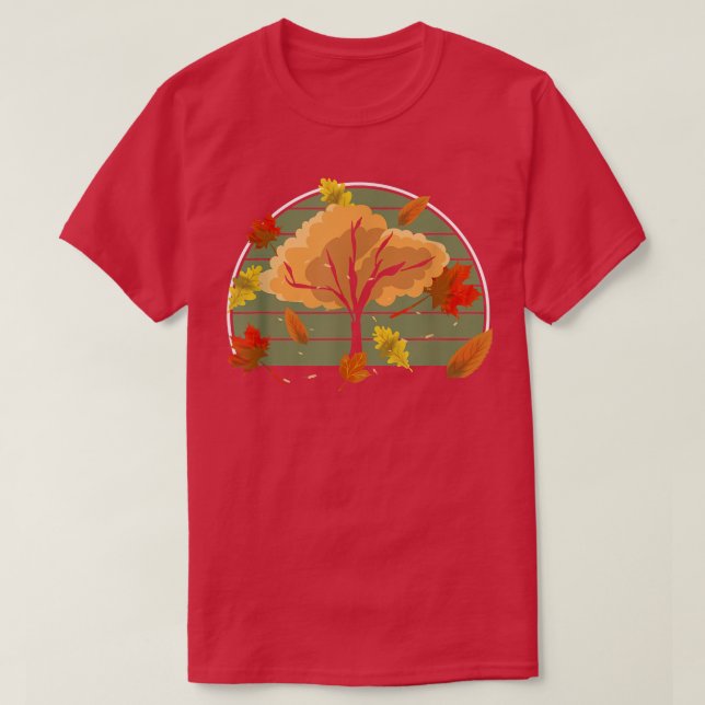 Retro Nature Forest Tree Wildlife Autumn Leaves Fa T-Shirt (Design vorne)
