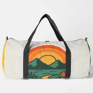 Retro Nature Sunset - Vintages Gebirge Duffle Bag