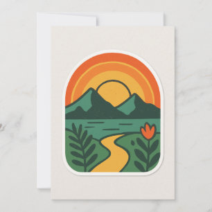 Retro Nature Sunset - Vintages Gebirge Einladung