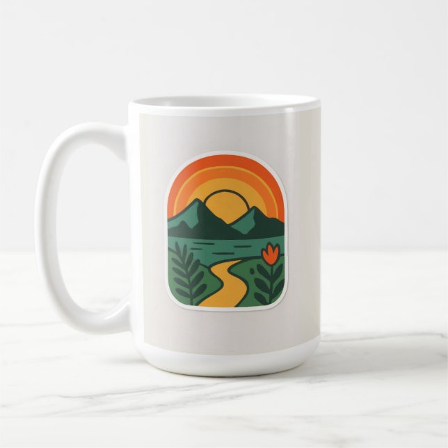Retro Nature Sunset - Vintages Gebirge Kaffeetasse (Links)