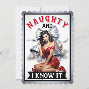 Retro Naughty und ich weiß es Weihnachts Pinup Dankeskarte