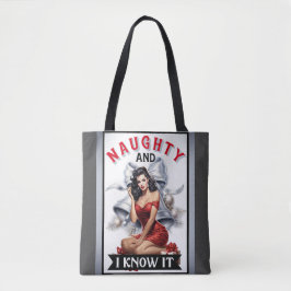 Retro Naughty und ich weiß es Weihnachts Pinup Tasche