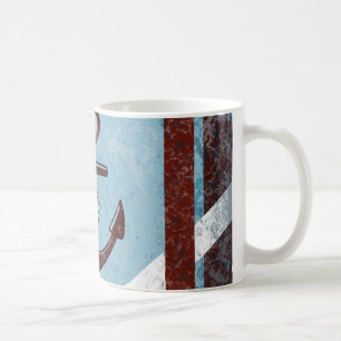 Retro Nautical Anchor Red Blue Grunge erschüttert Kaffeetasse