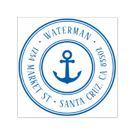 Retro Nautical Anchor Round-Rücksendeadresse Permastempel