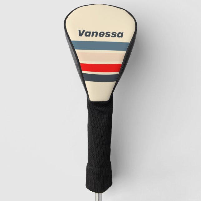 Retro Nautical Rainbow Across Striping with Name Golf Headcover (Vorderseite)