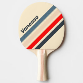 Retro Nautical Rainbow Angled Striping with Name Tischtennis Schläger