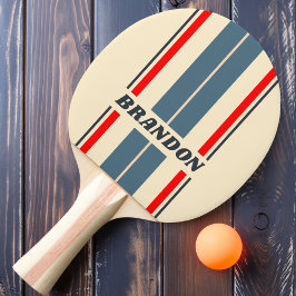 Retro Nautical Rainbow Board Streifen mit Namen Tischtennis Schläger