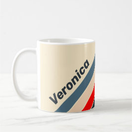Retro Nautical Rainbow Striped with Name Kaffeetasse