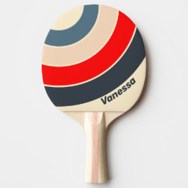Retro-Nautik-Regenbogen-Kreis-Streifen mit Namen Tischtennis Schläger