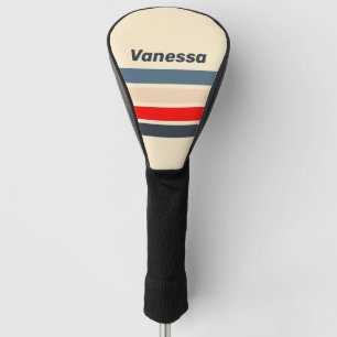 Retro-Nautischer Regenbogen mit Namen auf Streifen Golf Headcover