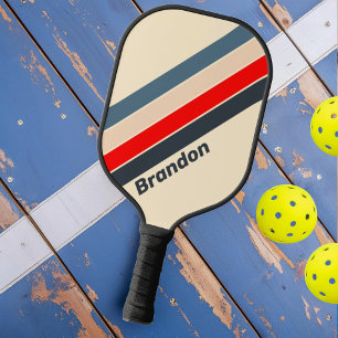 Retro-Nautischer Regenbogen mit Namen Pickleball Schläger