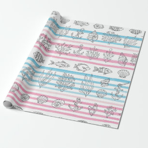 Retro-nautisches Aquarellmuster (12) Geschenkpapier