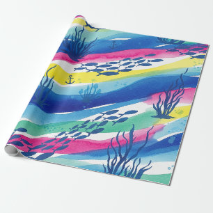 Retro-nautisches Aquarellmuster (3) Geschenkpapier
