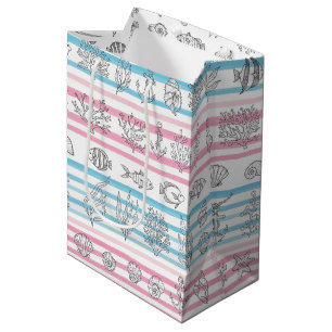 Retro-nautisches Wasserfarbmuster (12) Mittlere Geschenktüte