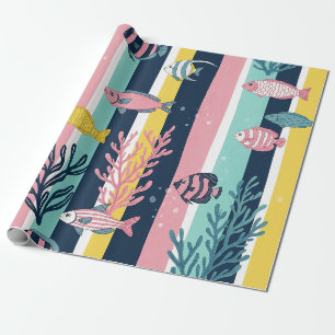 Retro-nautisches Wasserfarbmuster (7) Geschenkpapier