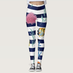 Retro-nautisches Wasserfarbmuster (8) Leggings