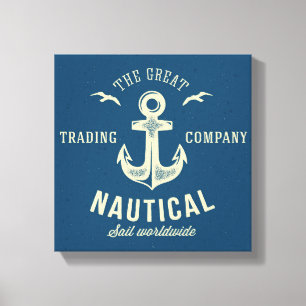Retro nautischlogo leinwanddruck
